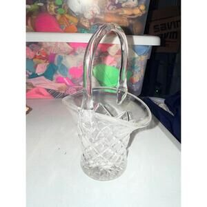 Clear Crystal Glass Basket with Handle